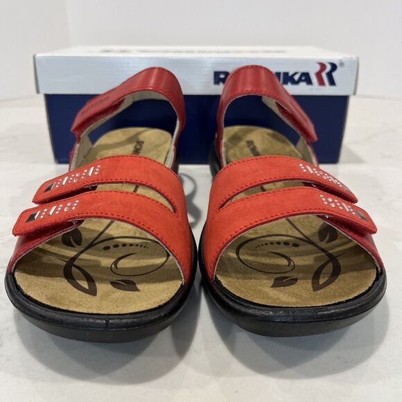 Romika NEW Ibiza Strappy Leather Sandals Red EU 41 US 10-10.5 Comfort Adjustable - Picture 7 of 14